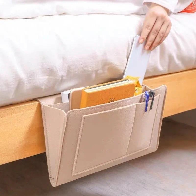 

1pc Felt Bedside Storage Organizer Anti-slip Bedside Bag Bed Sofa Side Pouch Hanging Couch Storage Bed Holder Pockets for Sofa
