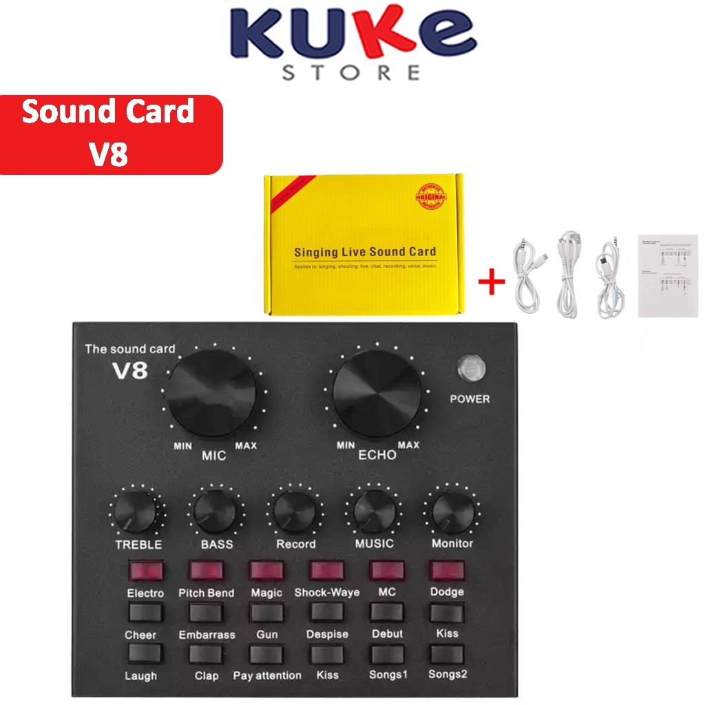 KUKE SOUND CARD V8 LIVE BROADCAST MIXER BLUETOOTH AUDIO USB EXTERNAL / SOUNDCARD MIXER AUDIO KARAOKE