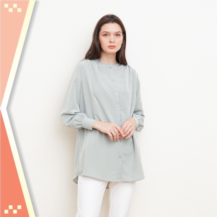 Promo Murah Pakaian Wanita Tunik Cantik PRemium / VALINO LADIES TUNIK LEHER BULAT HIJAU WANITA - D-C