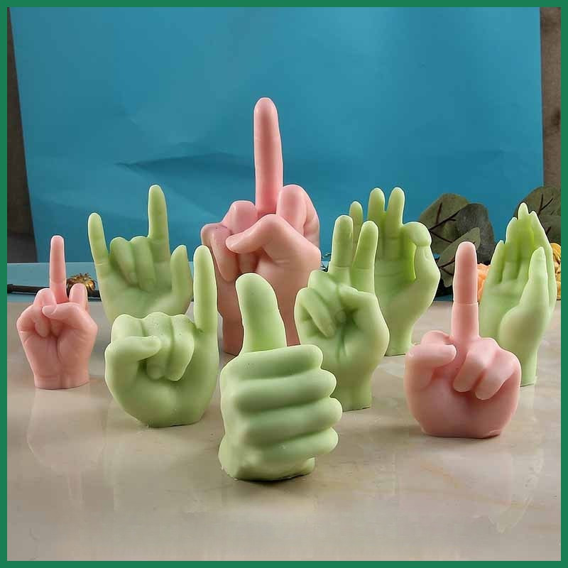 

3D Middle Finger Silicone Candle Mold Gesture Aromatherapy Plaster Art Soap Resin Crafts Casting Molds Holiday Party Gifts