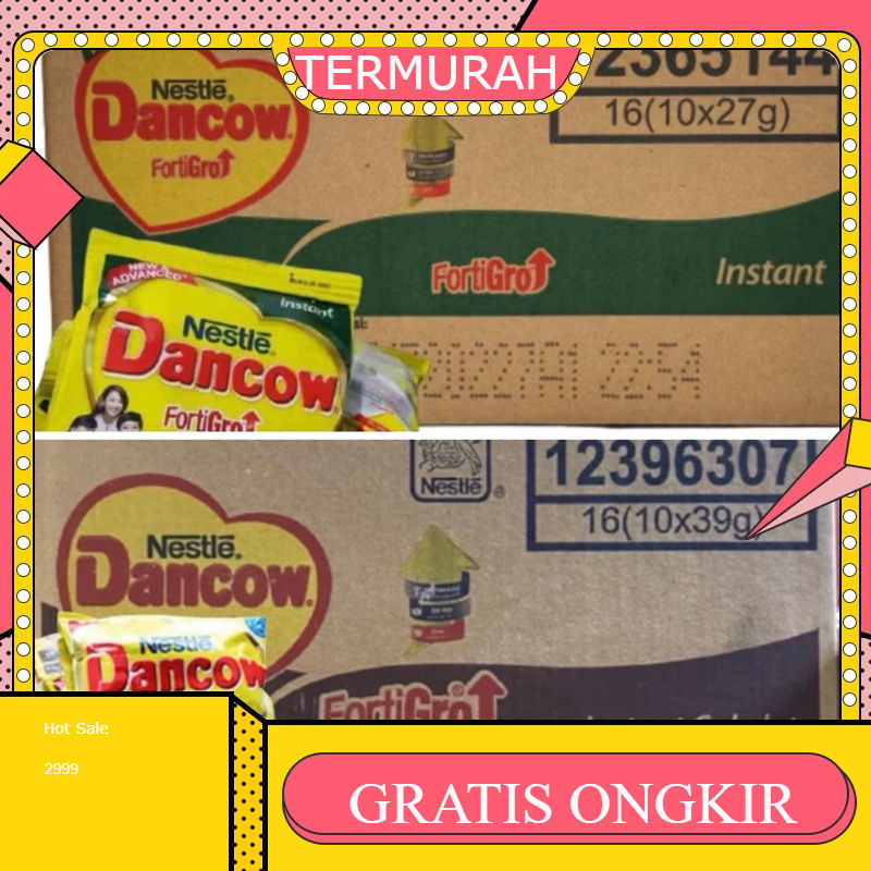 

DANCOW Fortigro Putih 16 (10x27g) Fortigro Coklat 16 (10x38g) / DANCOW 1 karton / Susu Dancow Instant Coklat Sachet Kemasan DUS