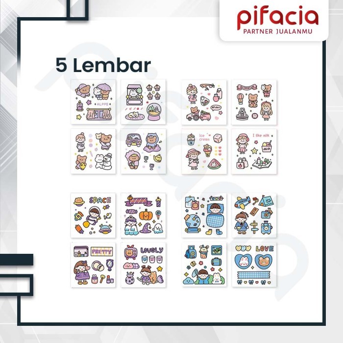 

New Product Sticker Deco Motif Kartun Warna Warni Dekorasi Perekat Laptop Tumbler - Random 5 pcs