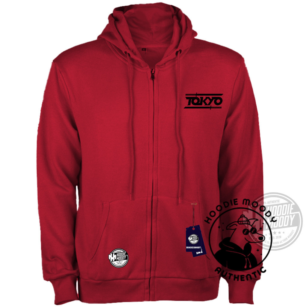 HOODIE.MOODY Jaket hoodie Resleting cowok bahan tebal Zipper pria  aesthetic warna hitam terbaru tok