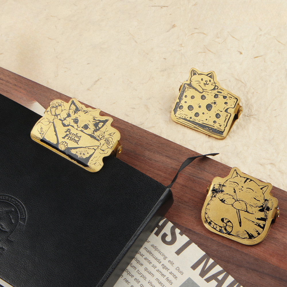 

Cat Brass Paper Clips Journal Notebook Decoration Cute Shot Props DIY Planner Stationary Reciepts Binder Clips