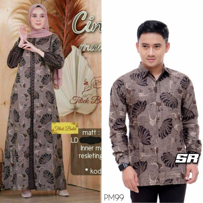 ✔VN.KIA✔ - BEST SELLER Baju dress gamis cardi ld 120 couple batik sarimbit kemeja pria maxi - C