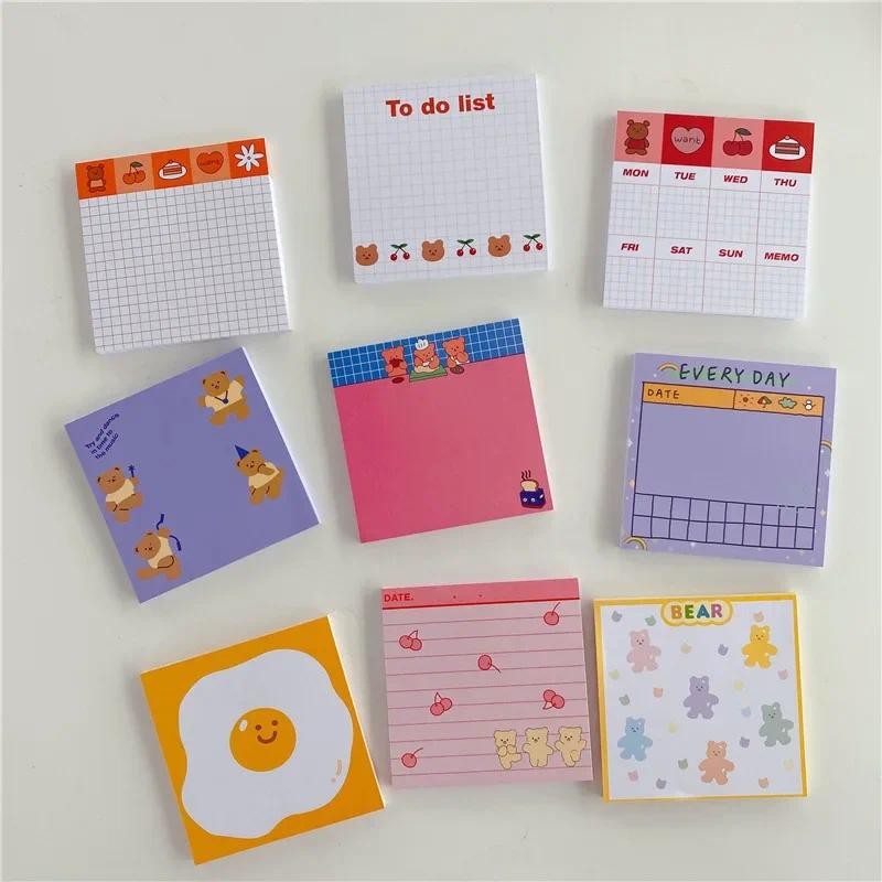 

50 Sheets Korea Paper Joy Bear Planner Sticky Notes Kawaii Stationery Cute Memo Pad Notepad Office Leave Message Office Supplies