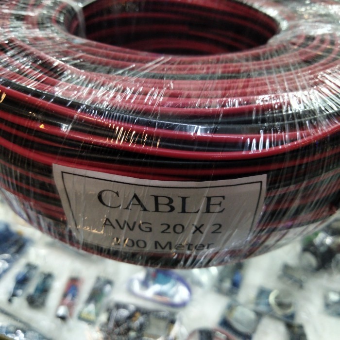 kabel AWG 20 x 2 x 100 meter/1rol warna merah dan hitam