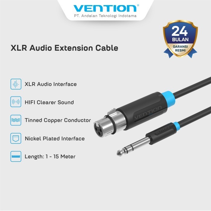 Vention Kabel AUX XLR Audio Extension Cable Male to Female 10M 15M - BBF