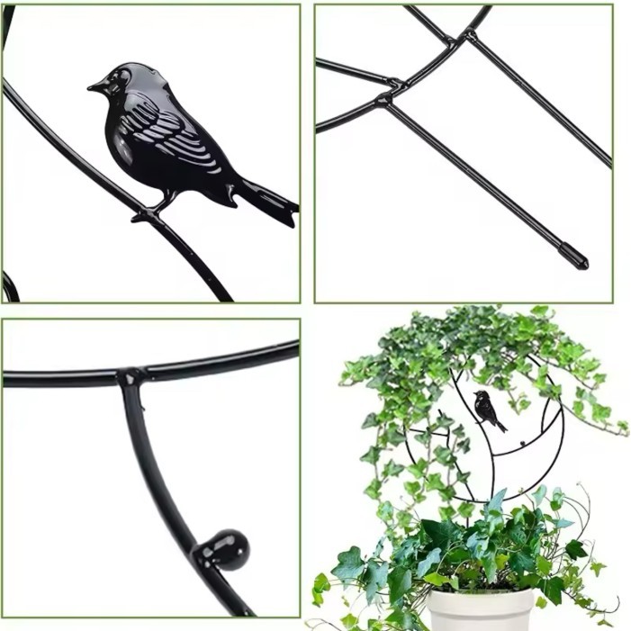 Turus Cagak Tiang Penyangga Besi Lingkaran Dahan Burung Bird Rambatan Dekorasi Tanaman Rambat Hias B