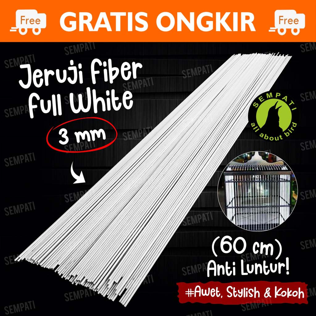 SEMPATI RUJI JERUJI FIBER 3 MM 60 CM RUJI/JERUJI FIBER PUTIH SANGKAR KANDANG BURUNG MERPATI KOTAK LB