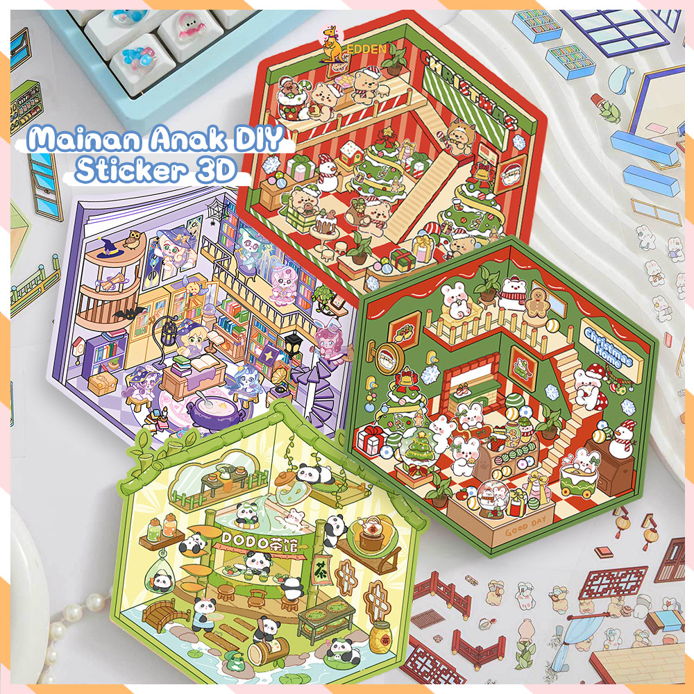

Edden Sticker 3D Decoration Mainan Anak Satisfying Decoration Landscaping Cute Cafe Capybara