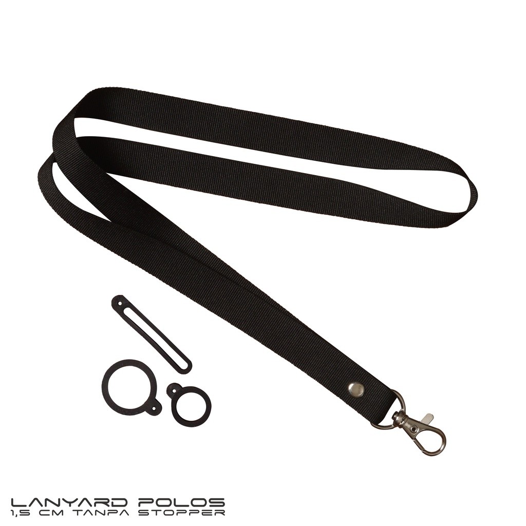 

Lanyard Hitam Polos 1cm Tanpa Stopper + Karet 3
