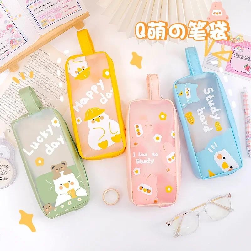 

Kawaii Transparent Pencil Case Transparent PVC Pen Pouch Organizer for Girls Pencil Boxes School Supplies Cute Korean Stationery