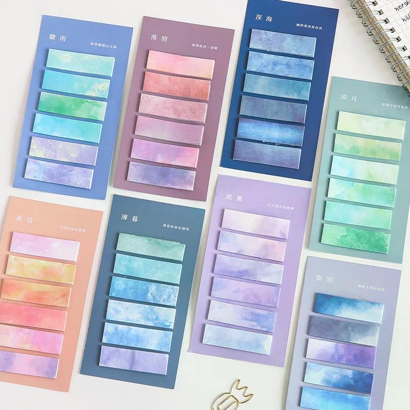 

120 Sheets Morandi Gradient Color Sticky Note Kawaii Posted It Sticky Notes Cute Index Memo Pad Bookmark Paper Sticker