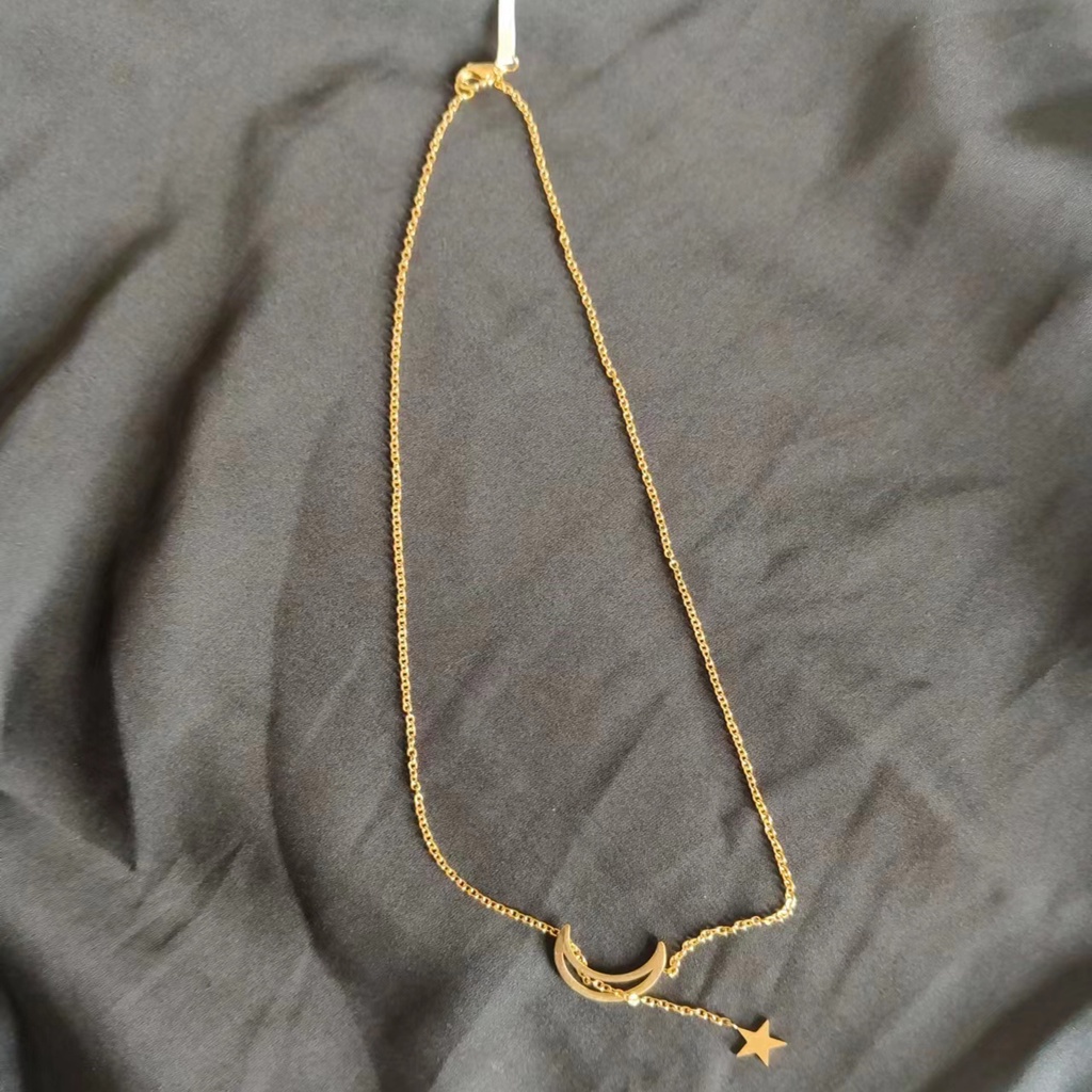 Kalung Ollie Kalung Bulan Bintang Emas Perak Fashion Wanita Cantik 167if