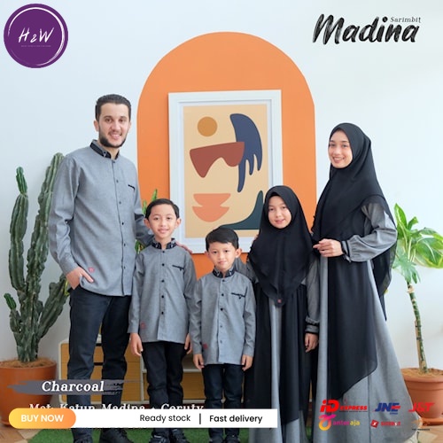 Baju Couple Sarimbit Keluarga Muslim Arra Madina Charcoal