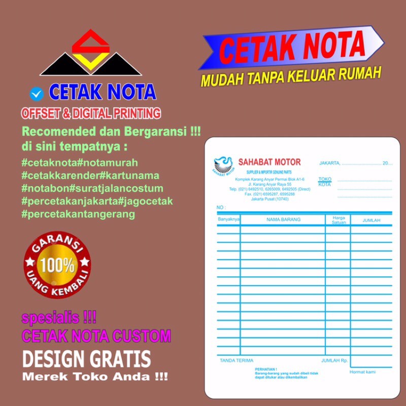 

Cetak Nota 1/2F NCR 3 PLY