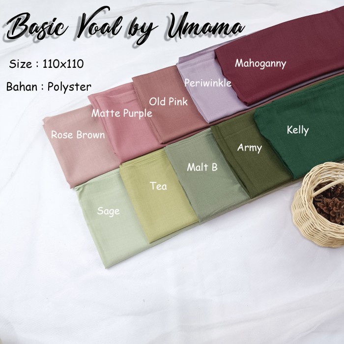 Jilbab Segi Empat Polos Basic Voal By Umama Scarf Jahit Tepi - Hitam