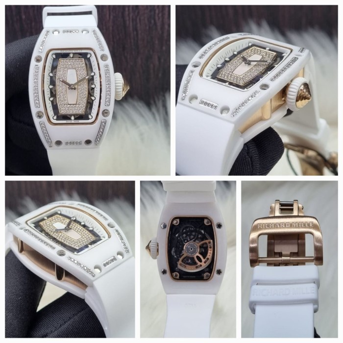 Jam Tangan Wanita Richard MilleAutomatic Full White Mewah Include Box