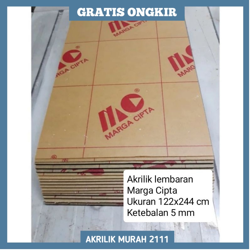 Akrilik Lembaran Bening Tebal 5mm ukuran 122x244cm/1.2 Meter x 2,44 Meter