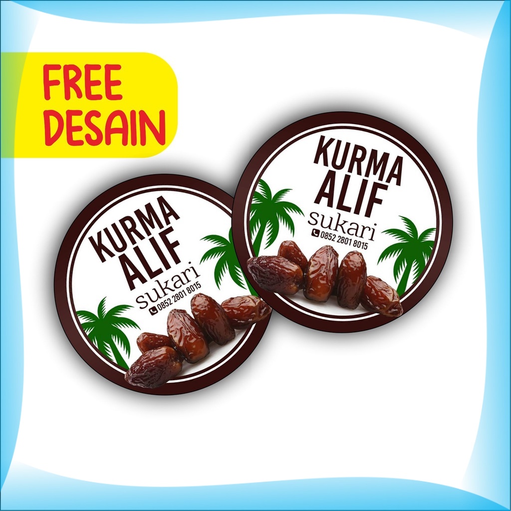 Stiker Kurma Sticker Kurma Label Label Kurma Bulat Cutting Murah Cetak Free Desain