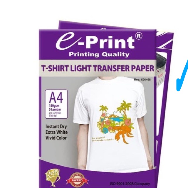 

Kertas Sablon E-print T-shirt Transfer Paper A4 150gr-