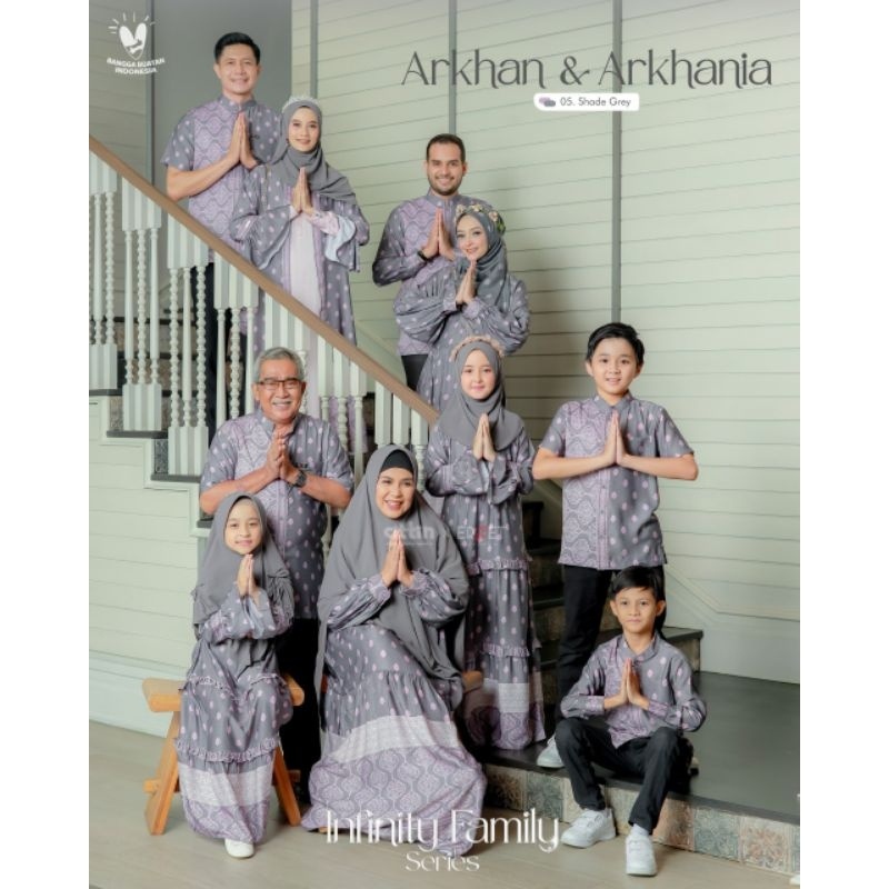 SARIMBIT ATTIN 2024 ARKHAN ARKHANIA 05 SHADE GREY INFINITY FAMILY ORIGINAL BY Attin HIJAB - Gamis Busui Friendly