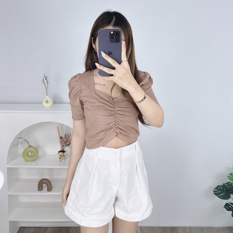 Jesly Puffy top | Crop top puffy kerut