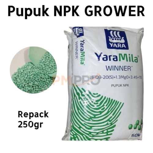 Pupuk npk yaramila winner 15-09-20(S) kemasan 250gr grower /pupuk yara mila winer bunga dan Buah