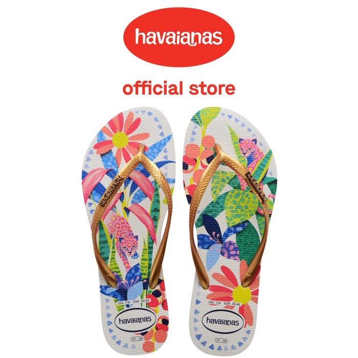 [KIA] Havaianas 0093 Slim Tropical - White/ Blue - Sandal Wanita - Putih, 39/40
