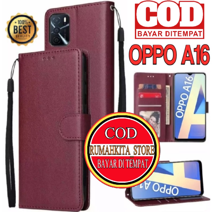 OPPO A16/A54 FLIP LEATHER CASE PREMIUM-FLIP WALLET CASE KULIT UNTUK OPPO A16/A54- CASING DOMPET-FLIP