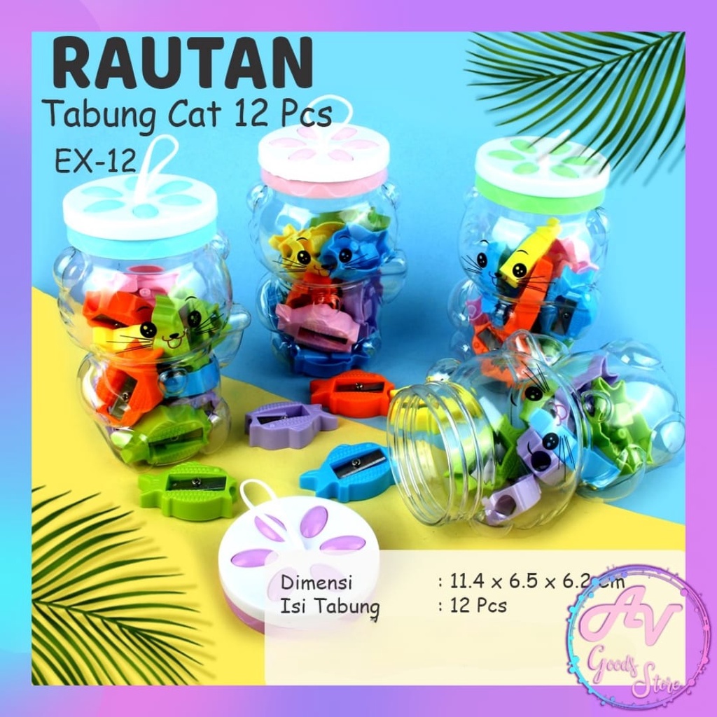 

Rautan Tabung EX-12 CAT isi 12pcs / Serutan Pensil / Rautan Toples Murah