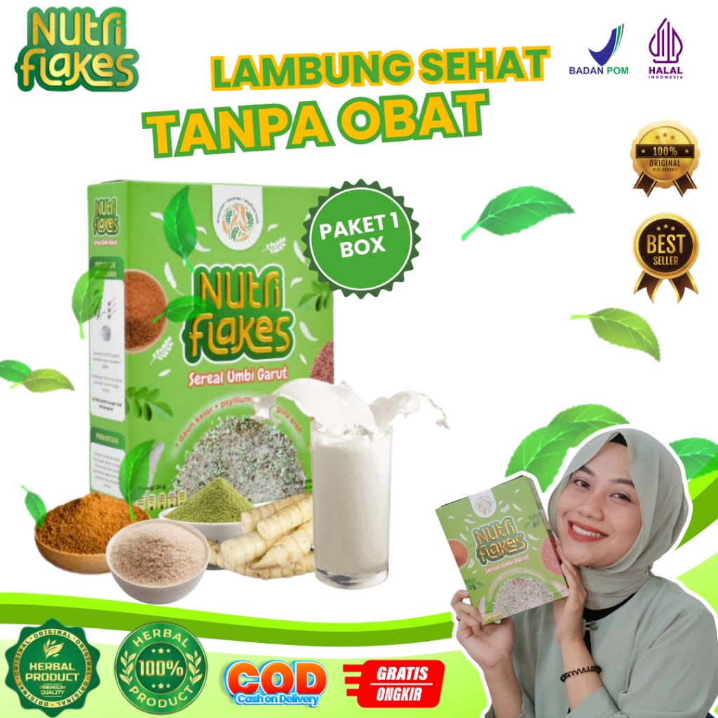 

100% ORIGINAL NUTRIFLAKES - Sereal Umbi Garut Untuk Terapi Asam Lambung Tinggi