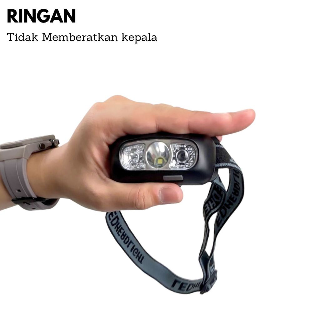 Headlamp Sensor Senter Kepala LED USB Charge 3 Mode Headlamp Sorot Headlamp Senter Kepala LED USB Sensor