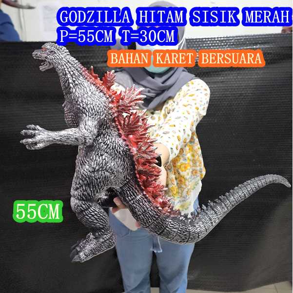MAINAN GODZILLA HITAM MERAH DINOSAURUS GODZILLA JUMBO 55CM