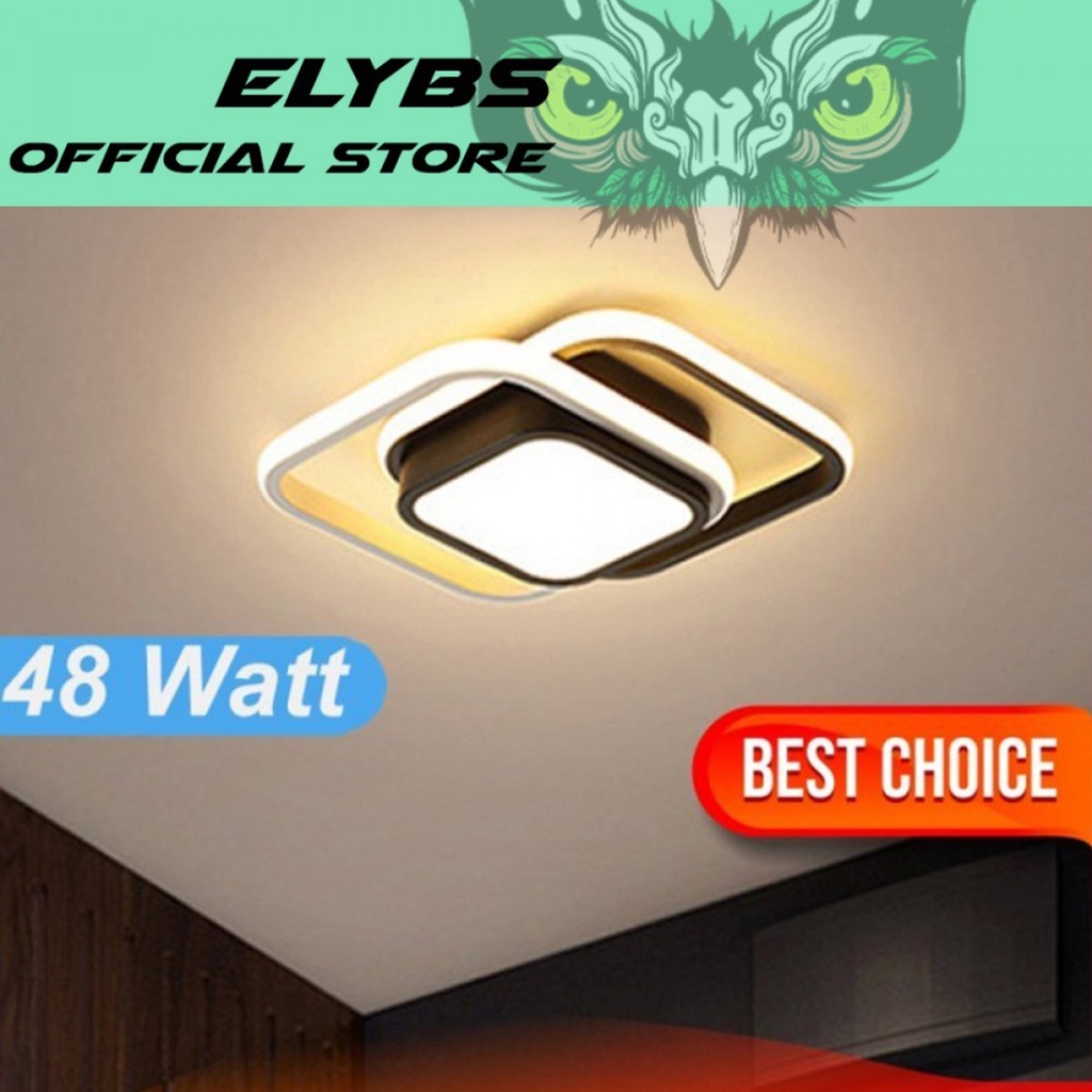 Lampu Plafon LED 2 Kotak Dimmable Ceiling Light Square 3 Warna 48W