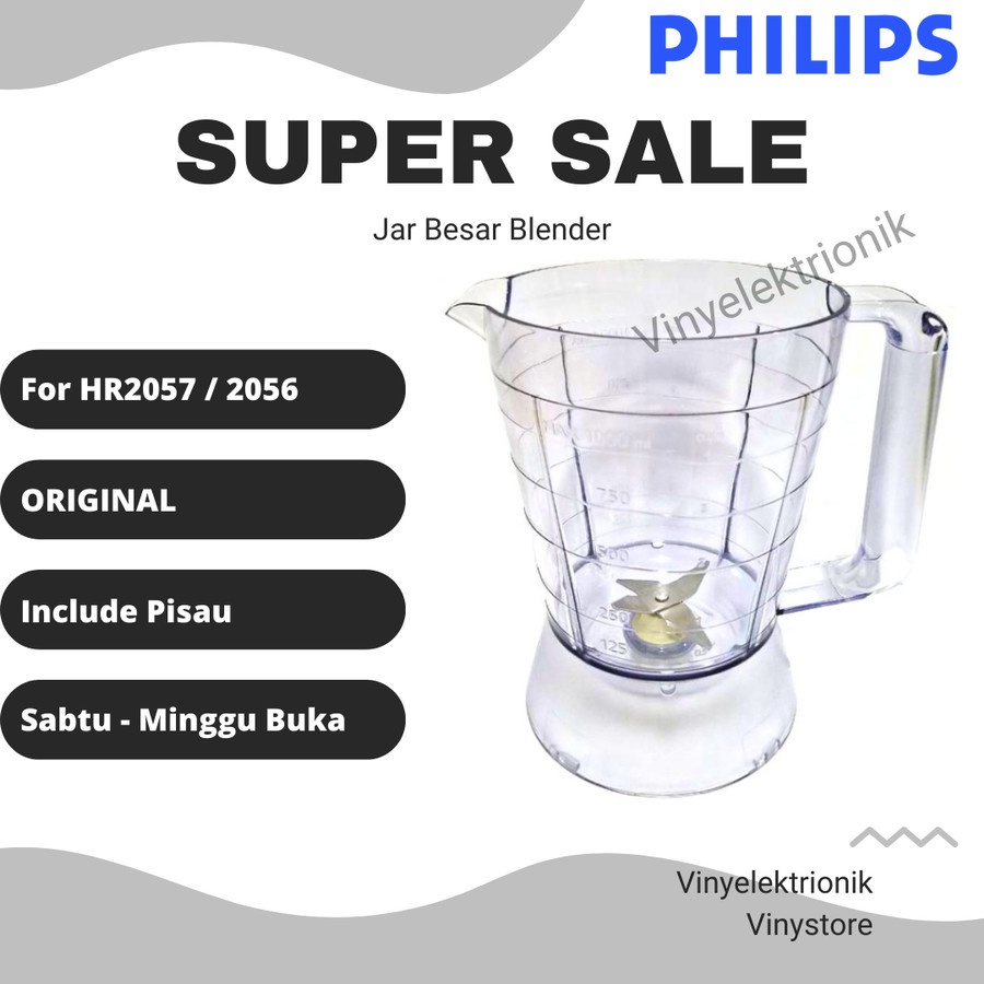 Philips Jar Besar Blender HR 2056 HR2057 Ori Gelas Original Plastik HR2056 HR-2057
