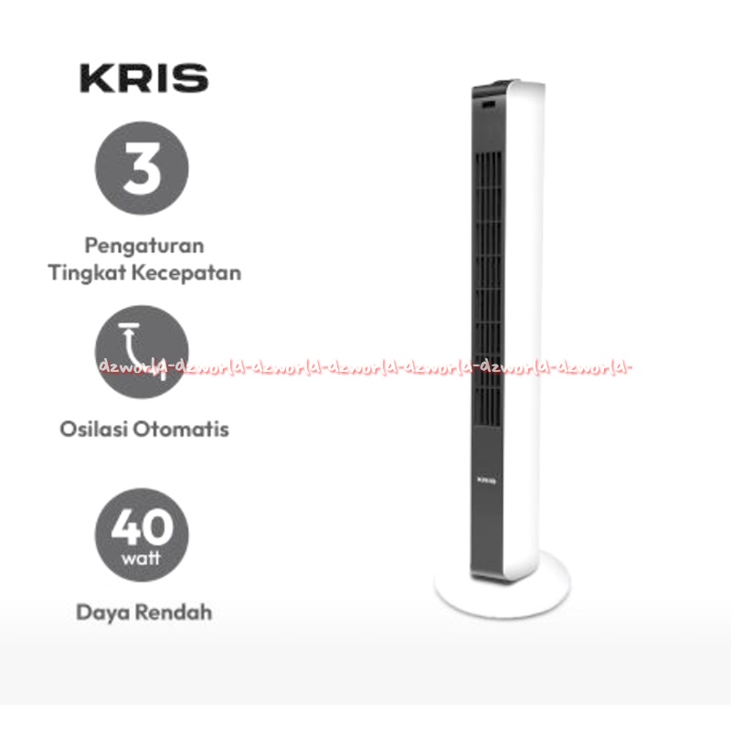 Kris Tower Fan Standing Black White Kipas Angin Berdiri Lantai Mechanical 40watt Warna Putih Hitam S