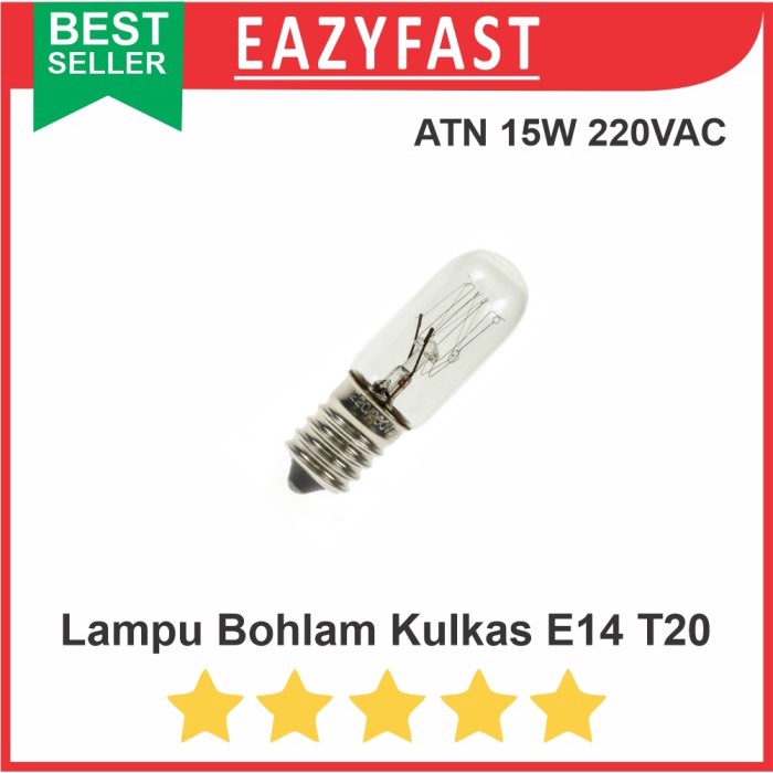 Lampu Bohlam Kulkas E14 T20 220V AC 15W E 14 Mesin Jahit Cabe Hias ATN