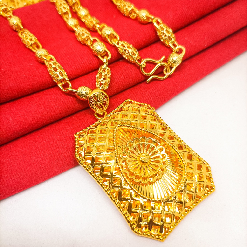 Import Kalung Set Liontin Panjang 50cm Kalung dan liontin Lapis Emas 24k tidak muda luntur