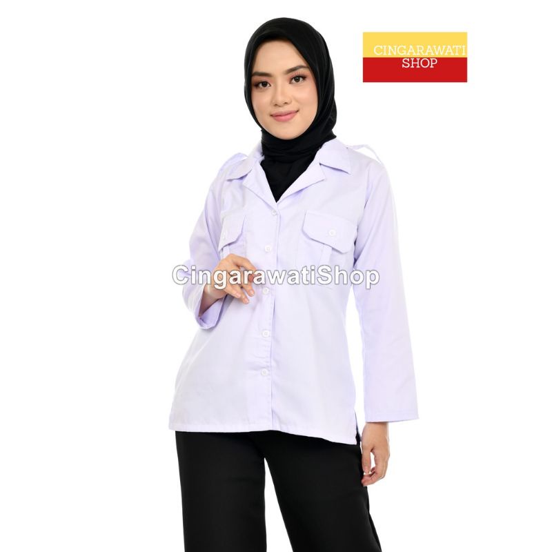 COD Jumbo Baju Dinas Putih Pns Wanita Seragam Putih Pemda Wanita Kemeja Putih Pns Wanita