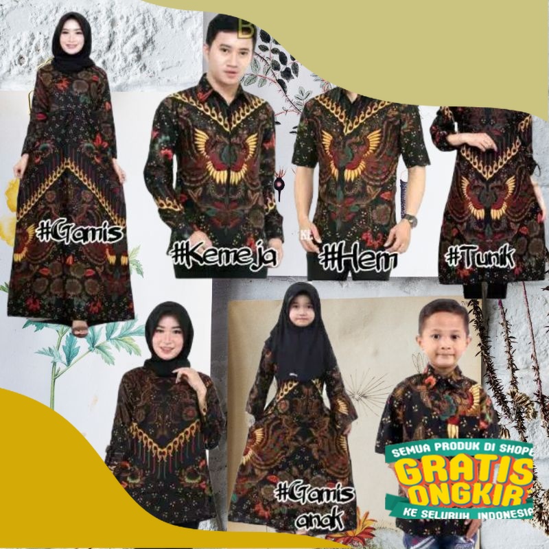 Baju Batik Couple Keluarga Ayah Ibu Anak Pasangan Suami Istri Atasan Wanita Pria Dan Anak-Anak Sania