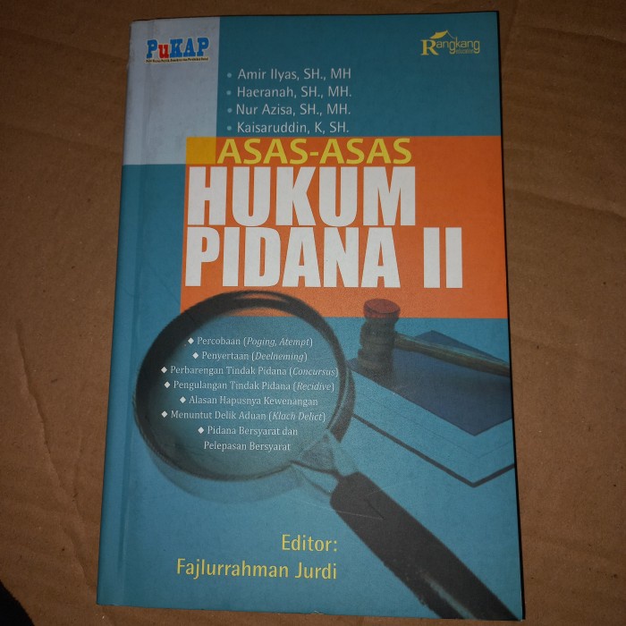 Buku Asas asas Hukum Pidana 2 Amir Ilyas SH dkk