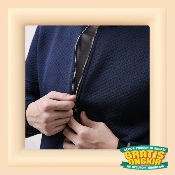 JAKET COMFY JACKET MALE ID BOMBER PRIA TERBARU/ Black tosca 2 3 warna