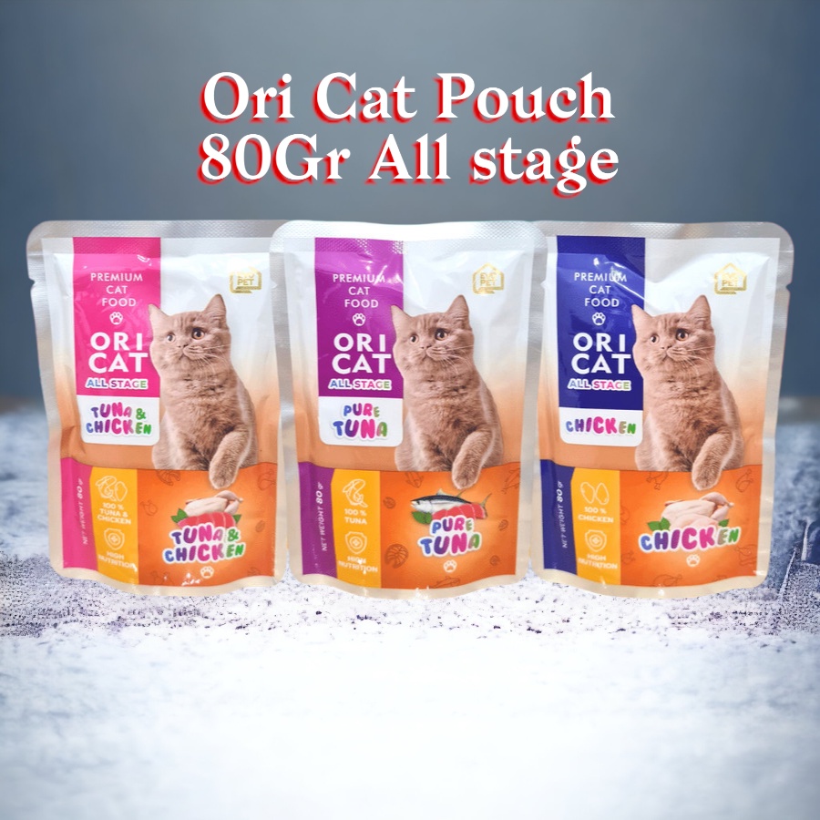 oricat ORI CAT POUCH saset sachet 80Gr cat food makanan basah kucing Sachet saset ECER wet cat food satuan murah