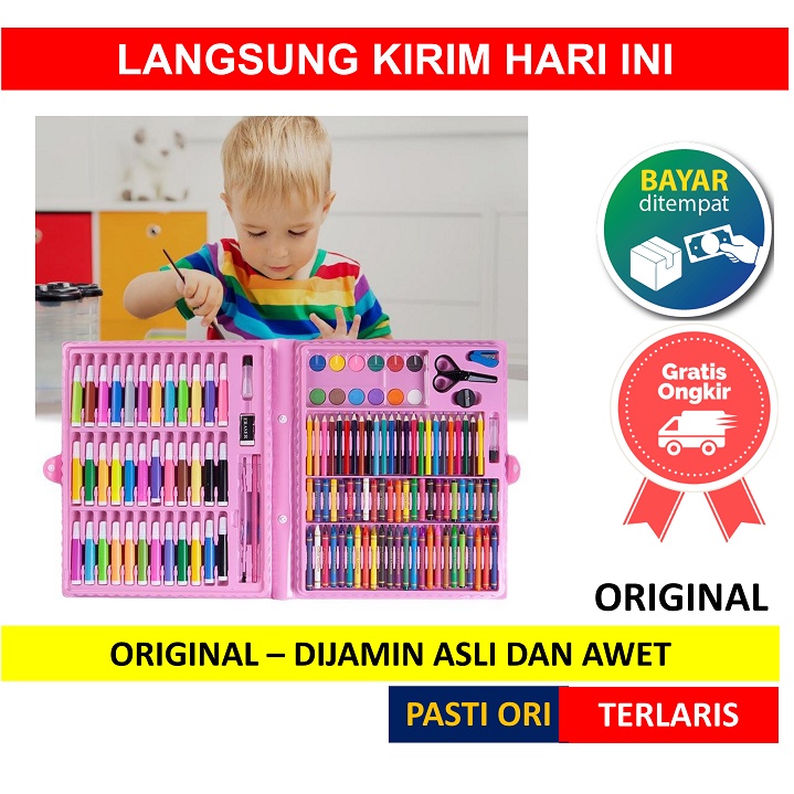 

150 pcs Crayon Alat Lukis Anak Pensil Warna Cat Air Perlengkapan Menggambar Melukis Mewarnai Set Art Full Set pc Krayon 150pcs 150pc Pastel Pena Cat Air Kuas