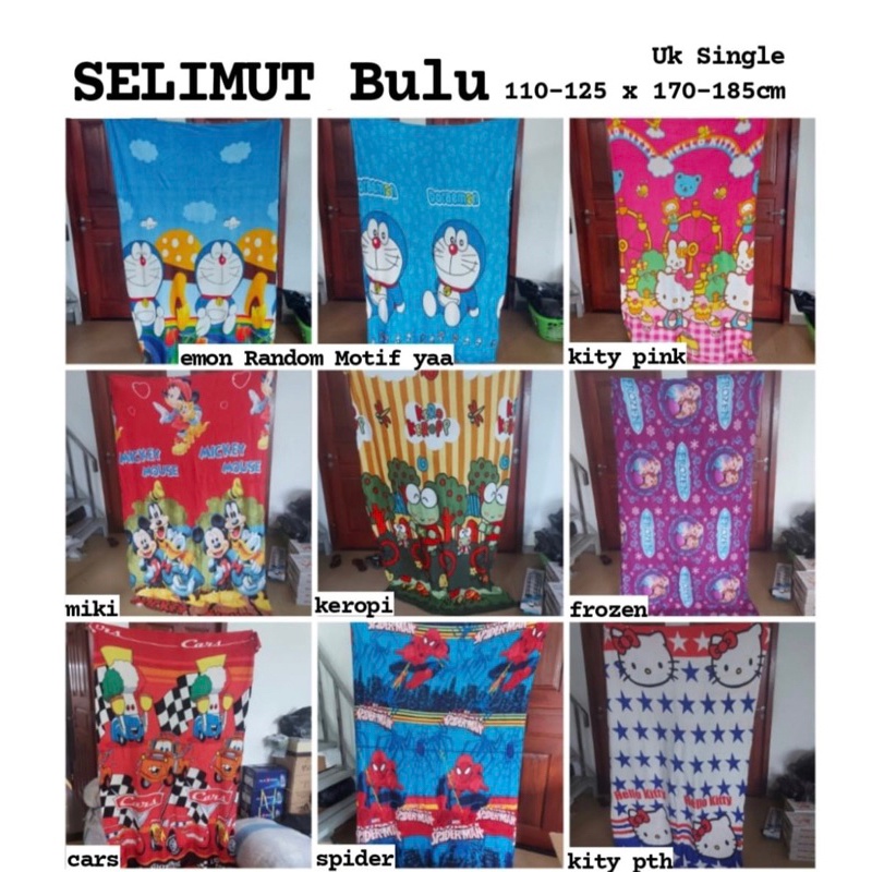SELIMUT BULU KARAKTER RESELLER DROPSHIPPER GROSIR