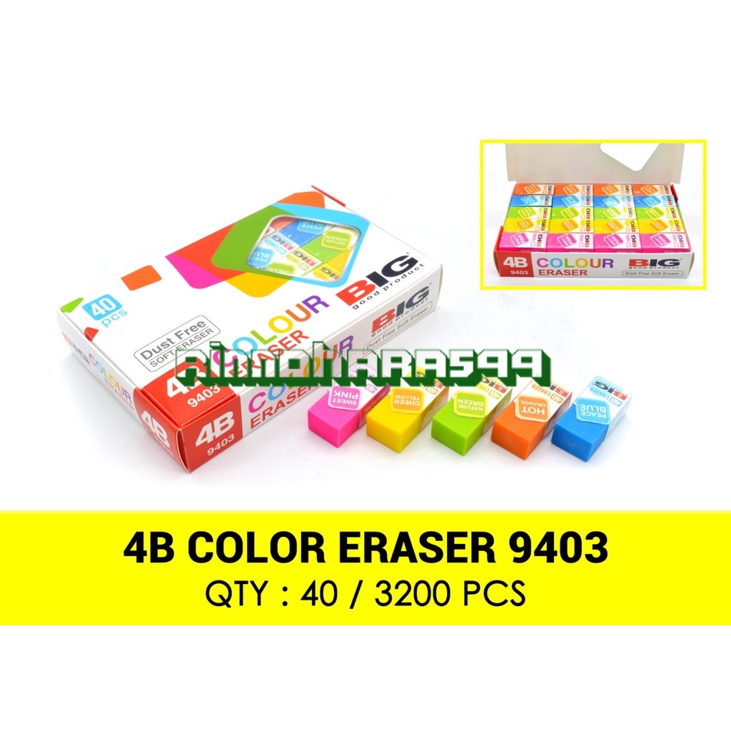 

1 PACK PENGHAPUS KECIL B40 9403 WARNA BIG / STIP WARNA KECIL BIG/ ERASER