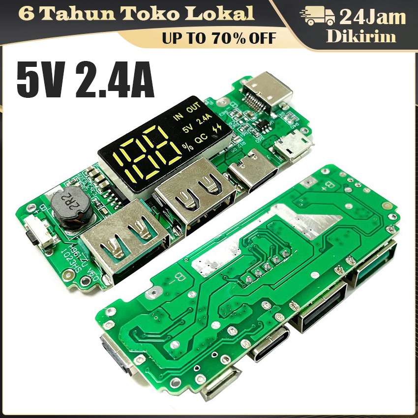 Modul Power Bank Charger Baterai Lithium 18650 Dual Usb Tipe-C / Micro