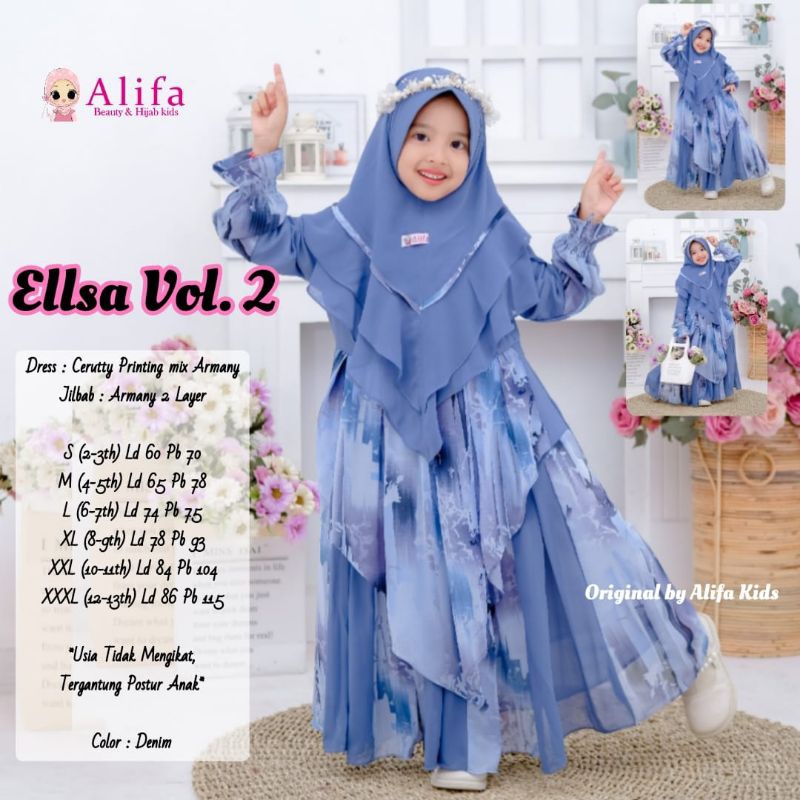 GAMIS ANAK CERUTY ARMANY ELLSA / AURORA SYAR'I SET READY S-XXXL ORIGINAL ALIFA PREMIUM QUALITY